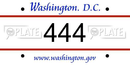 444 District Of Columbia License Plate