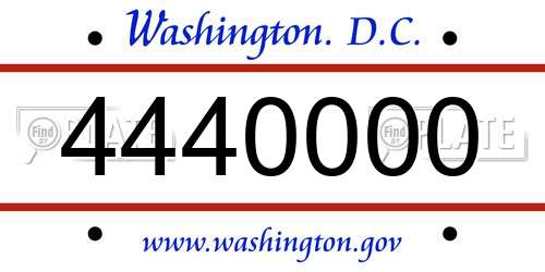 4440000 District Of Columbia License Plate