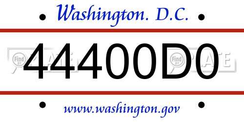 44400D0 District Of Columbia License Plate