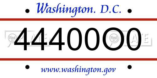 44400O0 District Of Columbia License Plate