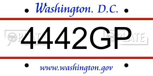 4442GP District Of Columbia License Plate