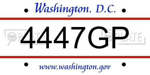 4447GP District Of Columbia License Plate