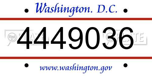 4449036 District Of Columbia License Plate