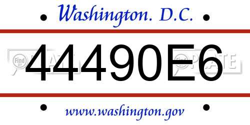 44490E6 District Of Columbia License Plate