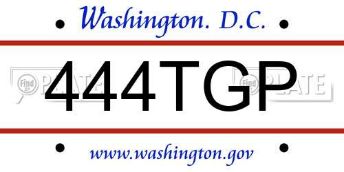 444TGP District Of Columbia License Plate