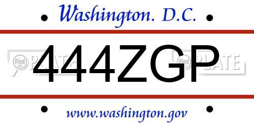 444ZGP District Of Columbia License Plate