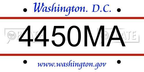 4450MA District Of Columbia License Plate