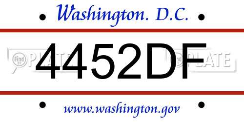 4452DF District Of Columbia License Plate