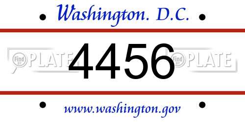 4456 District Of Columbia License Plate