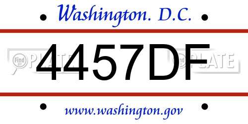 4457DF District Of Columbia License Plate