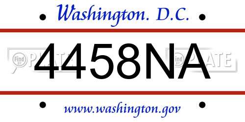 4458NA District Of Columbia License Plate