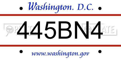 445BN4 District Of Columbia License Plate