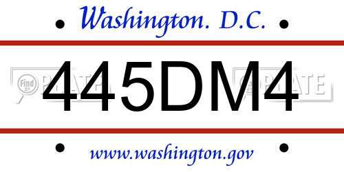 445DM4 District Of Columbia License Plate
