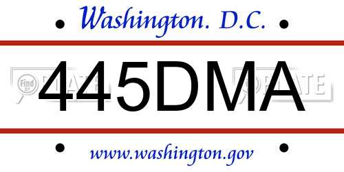 445DMA District Of Columbia License Plate