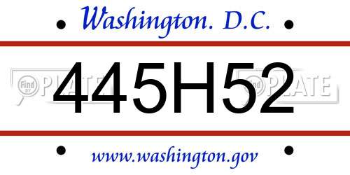 445H52 District Of Columbia License Plate