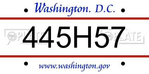 445H57 District Of Columbia License Plate