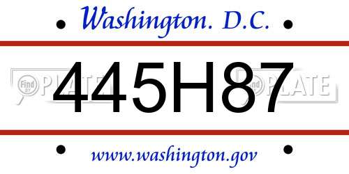 445H87 District Of Columbia License Plate