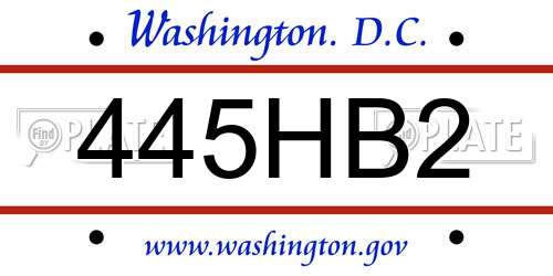 445HB2 District Of Columbia License Plate