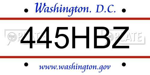 445HBZ District Of Columbia License Plate