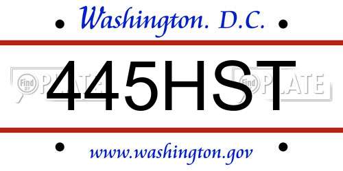 445HST District Of Columbia License Plate