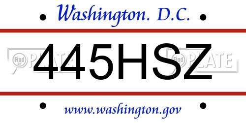 445HSZ District Of Columbia License Plate