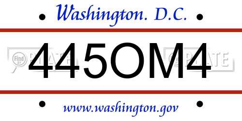 445OM4 District Of Columbia License Plate