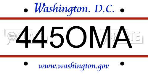 445OMA District Of Columbia License Plate