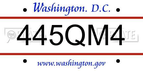445QM4 District Of Columbia License Plate