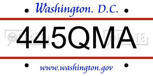 445QMA District Of Columbia License Plate