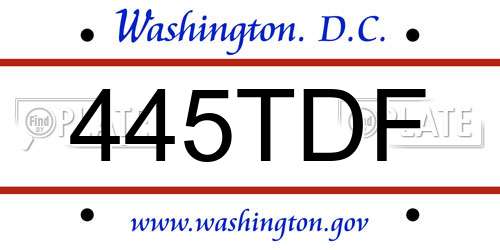 445TDF District Of Columbia License Plate