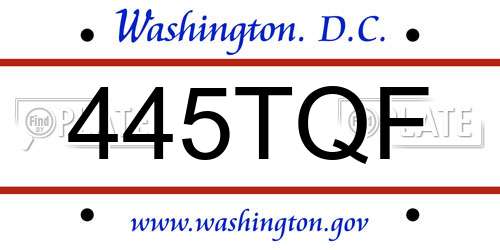 445TQF District Of Columbia License Plate