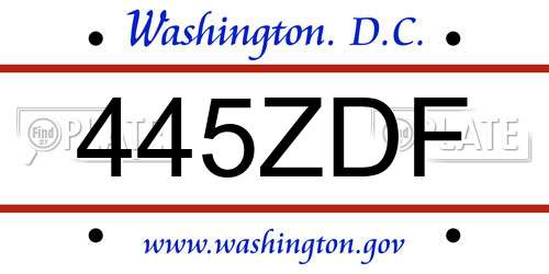445ZDF District Of Columbia License Plate