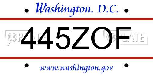 445ZOF District Of Columbia License Plate