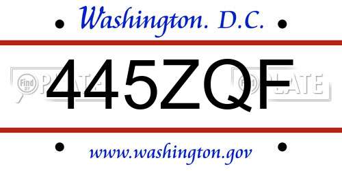 445ZQF District Of Columbia License Plate
