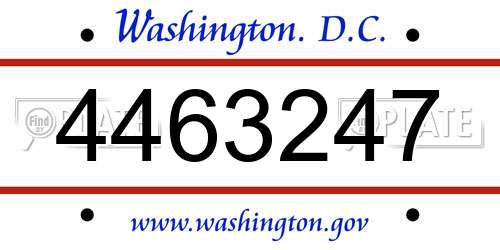 4463247 District Of Columbia License Plate