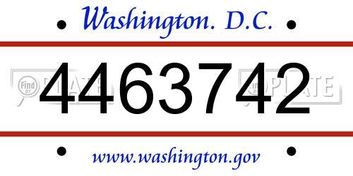 4463742 District Of Columbia License Plate