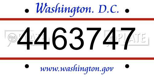 4463747 District Of Columbia License Plate