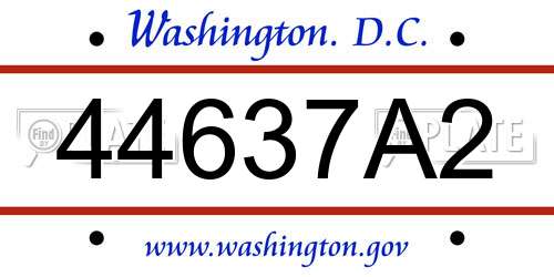 44637A2 District Of Columbia License Plate