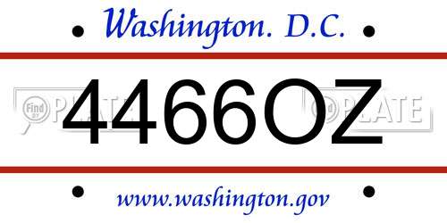 4466OZ District Of Columbia License Plate