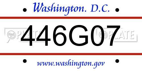 446G07 District Of Columbia License Plate