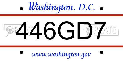 446GD7 District Of Columbia License Plate