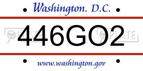 446GO2 District Of Columbia License Plate