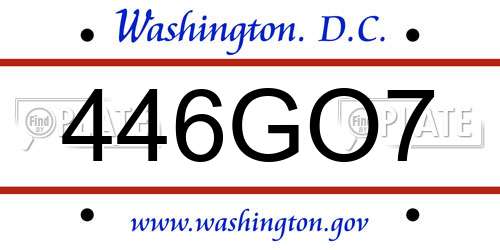 446GO7 District Of Columbia License Plate