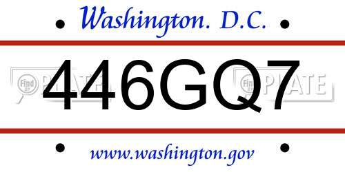 446GQ7 District Of Columbia License Plate