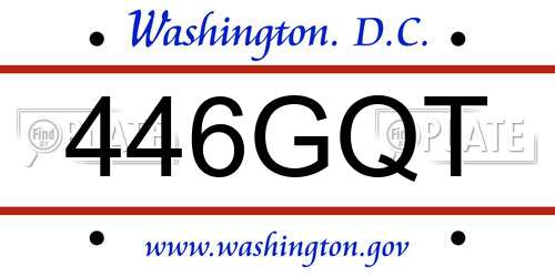 446GQT District Of Columbia License Plate