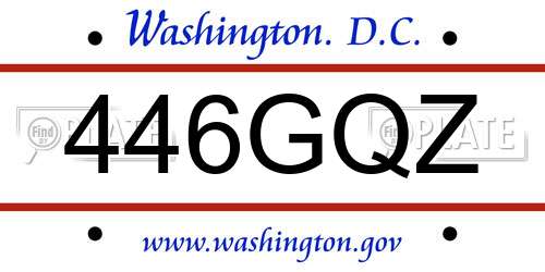 446GQZ District Of Columbia License Plate