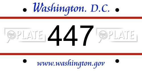 447 District Of Columbia License Plate