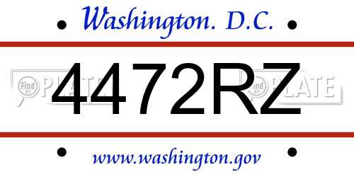 4472RZ District Of Columbia License Plate