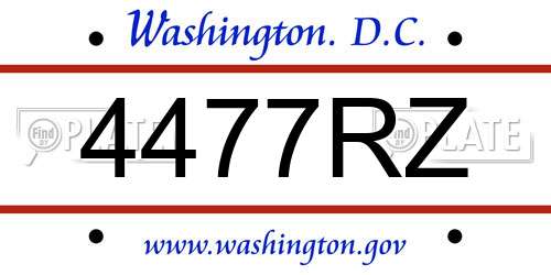 4477RZ District Of Columbia License Plate