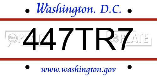 447TR7 District Of Columbia License Plate